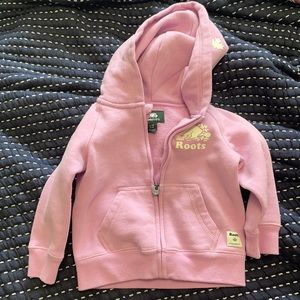 Baby Roots pink zip up sweater
